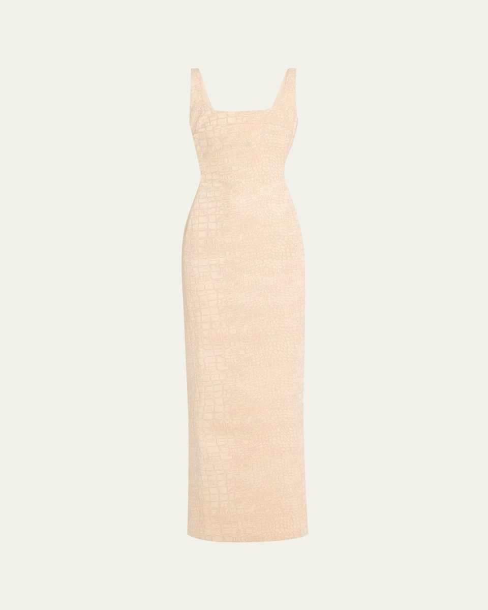 La Robe Crayon Croc Woven Maxi Dress
